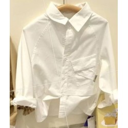 White Cool Pocket Long Sleeve Shirt