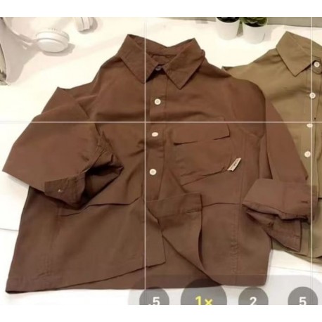 Dark Brown Cool Pocket Long Sleeve Shirt