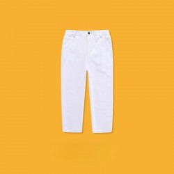 White Basic Straight Pants