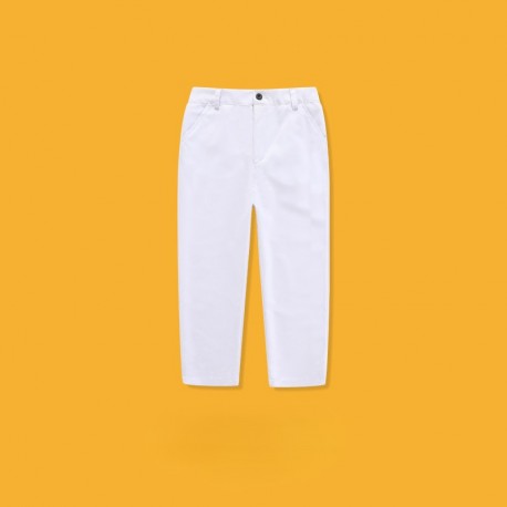 White Basic Straight Pants