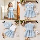 Blue White Two Ribbons Tweed Dress Set Outer