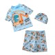 3in1 Light Blue Excavate Top Short Hats Swimsuits