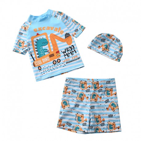 3in1 Light Blue Excavate Top Short Hats Swimsuits