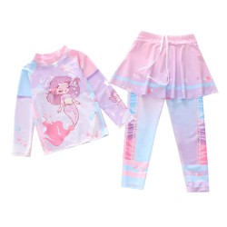 Purple Pink Mermaid Skirt Pants Long Swimsuits