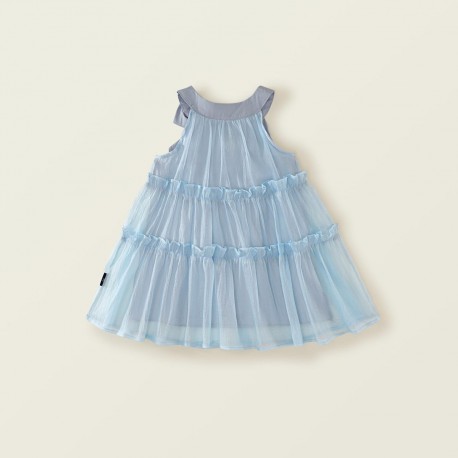 Light Blue Ribbon Ruffles Dress