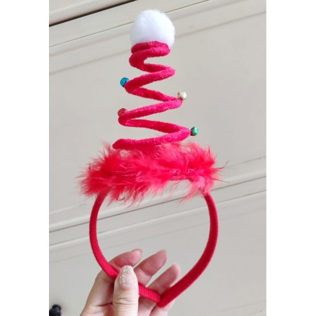 Red Spiral Xmas Tree Headband