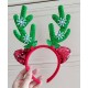 Red Green Flip Sequin Ear Antlers Headband
