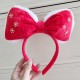 Red White Fur Puffy Ribbon Headband
