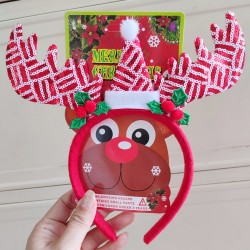 Red White Sequins Hat Antlers Headband