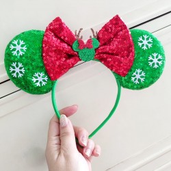 Green Red M1nnie Ears Sequins Headband