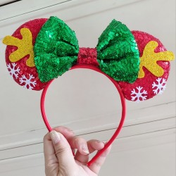 Green Red Gold M1nnie Ears Sequins Headband