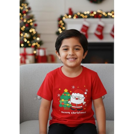 Red Xmas Tree Santa T-Shirt