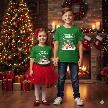 Green Xmas Little Santa T-Shirt