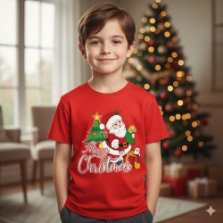 Red Xmas Tree Santa T-Shirt