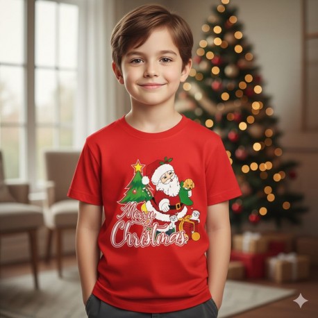 Red Xmas Tree Santa T-Shirt