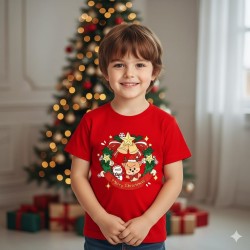Red Xmas Snowman Deer T-Shirt