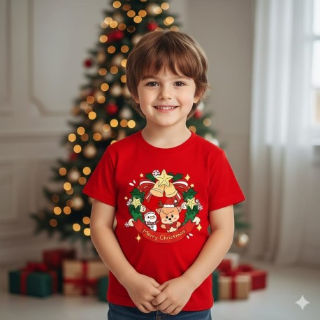 Red Xmas Snowman Deer T-Shirt