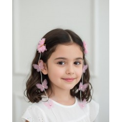 Pink Butterfly Long Hair clips