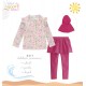 3in1 Pink Floral Ruffles Swimwear