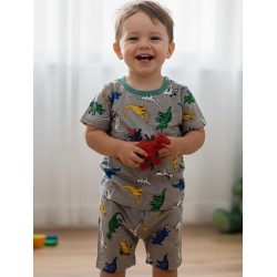 Grey Dino Cotton Short Set