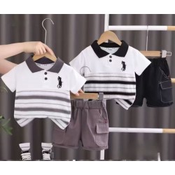 Stripes Shirt Set Cargo Shorts