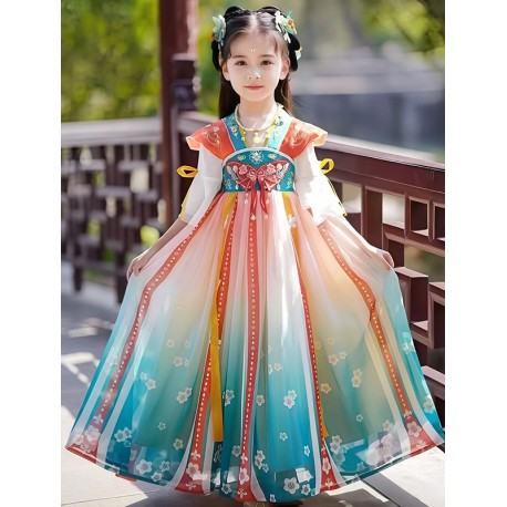Turquoise Red Butterfly Hanfu CNY Dress