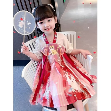 White Red Cat Hanfu CNY Dress