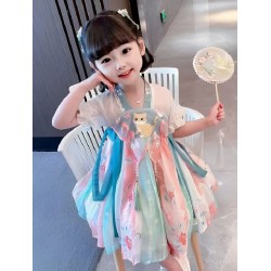 Green Pink Cat Hanfu CNY Dress