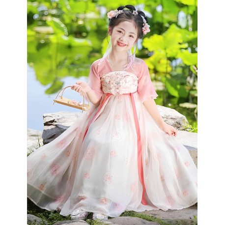 Soft Pink Floral Hanfu CNY Dress