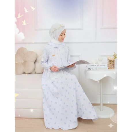 Lilac Soft Floral White Lace Gamis