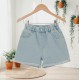 Cuffed Denim Short Pants