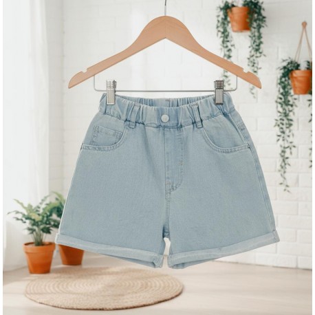 Cuffed Denim Short Pants