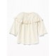 Old N@vy Cream Ruffles Top