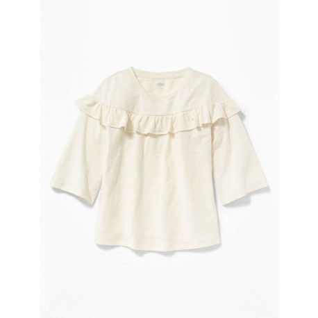 Old N@vy Cream Ruffles Top