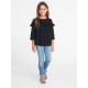 Old N@vy Black Ruffles Top