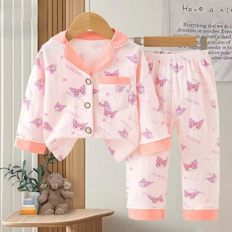 Pink Kur0mi Ribbed Pyjamas