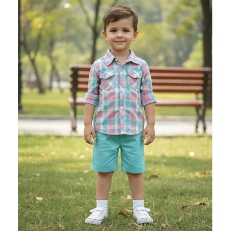 Tosca Plaid Shirt Set Short