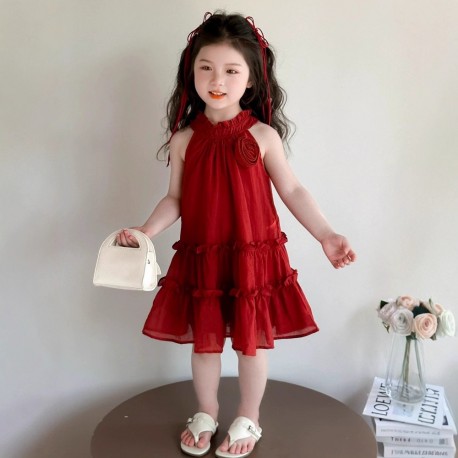 Red Ruffles Rose Dress