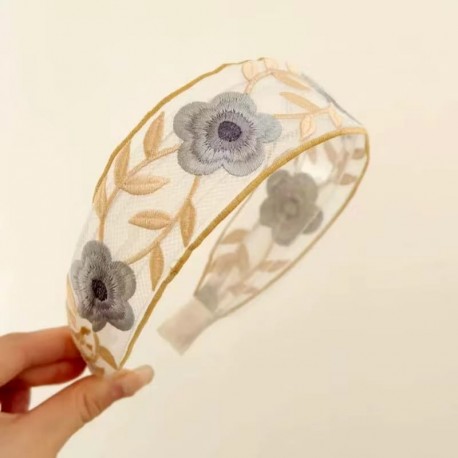 Blue Embroidery Headband