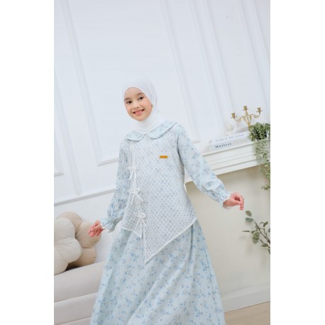 Sage Pastel Floral White Lace Gamis
