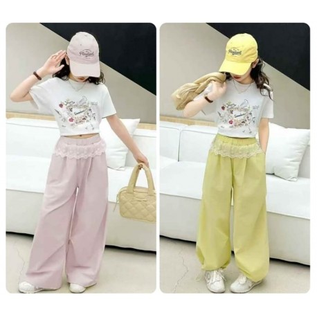 Sweetheart Top Set Yellow Lace Pants