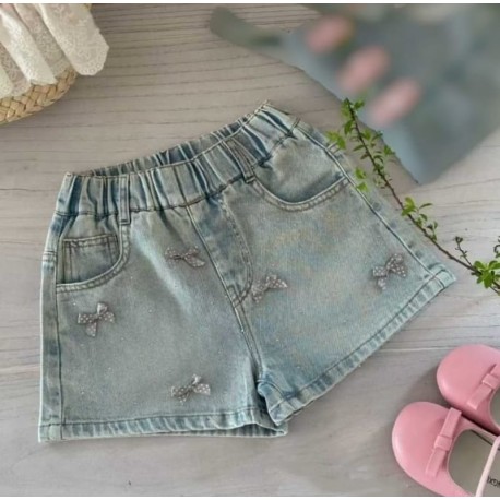 Ribbon Sparkles Denim Shorts