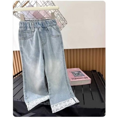 Pull On Bottom Lace Denim Pants