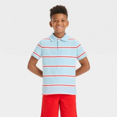 C@t n Jack Light Blue Stripes Polo Shirts