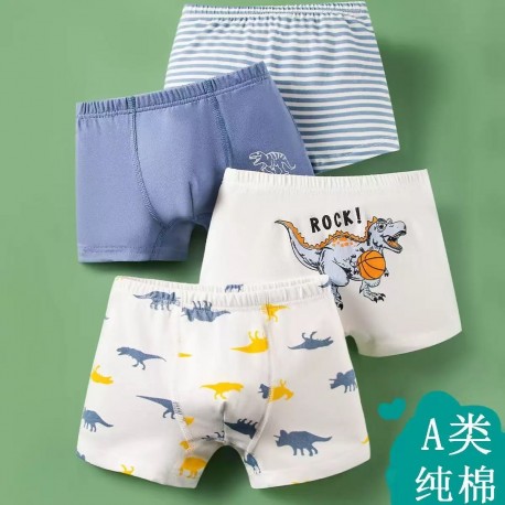 4pcs Blue Dinosaurs Boxer