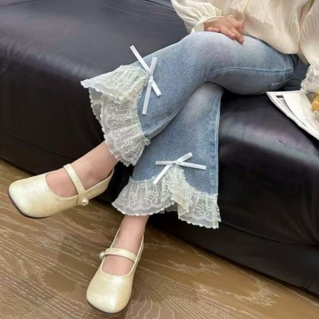 Ribbon Lace Denim Pants