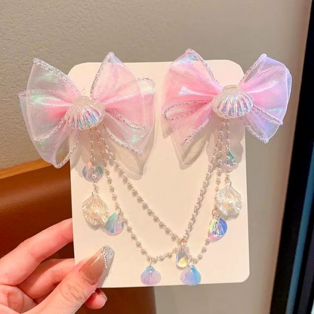 Ribbon Shell Hair Clips