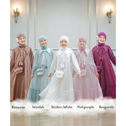 4in1 Brownie Tulip Tassels Tulle Outer Gamis + Sling Bag