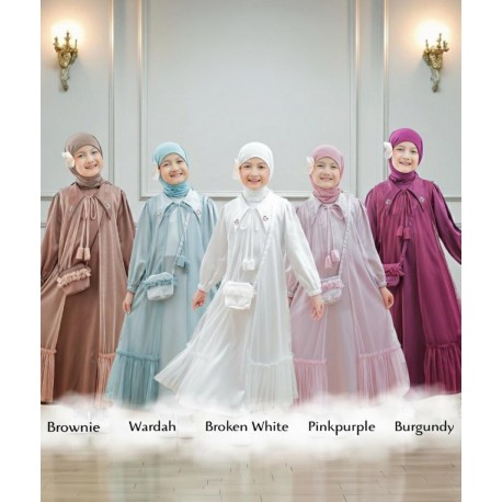 4in1 Brownie Tulip Tassels Tulle Outer Gamis + Sling Bag