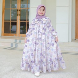 Orchid Floral Flowy Collar Gamis